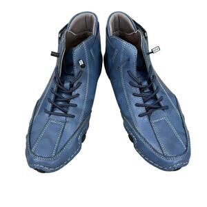 Dbeck Blue Leather Shoes Men’s EU 42 | Handmade Sport-Casual Sneaker Boots | AUS